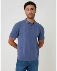 Threadbare - Textured Stripe Knitted Polo - Lyst