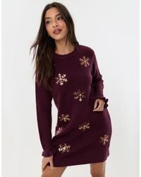 Threadbare - Sequin Snowflake Mini Jumper Dress - Lyst