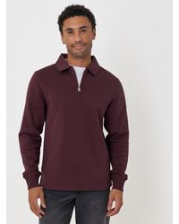 Threadbare - Quarter Zip Long Sleeve Polo Sweatshirt - Lyst
