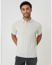 Threadbare - Cable Stripe Knitted Button Polo - Lyst