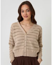 Threadbare - Pointelle Knit V-Neck Cardigan - Lyst