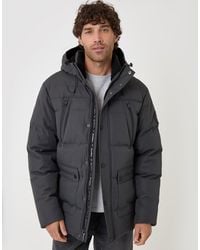 Threadbare - Showerproof Hooded Puffer Coat With Borg Lined Hood - Lyst