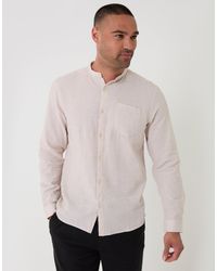 Threadbare - Grandad Collar Linen Blend Long Sleeve Shirt - Lyst