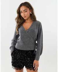 Threadbare - Sequin V-Neck Wrap Cardigan - Lyst