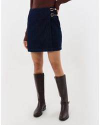 Threadbare - Pleated Denim Wrap Mini Skirt - Lyst