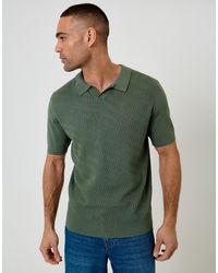 Threadbare - Textured Knit Front Trophy Neck Polo - Lyst