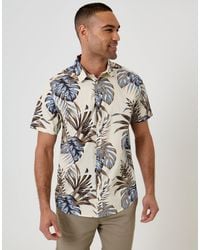 Threadbare - Leaf Print Cotton Poplin Short Sleeve Shirt - Lyst