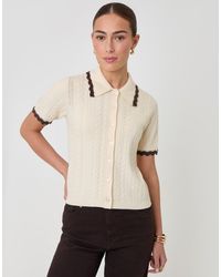 Threadbare - Cable Knit Scallop Trim Polo - Lyst