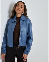 Threadbare - Faux Leather Bomber Jacket With Collar - Lyst