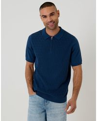 Threadbare - Diamond Cable Knit Quarter Zip Polo - Lyst