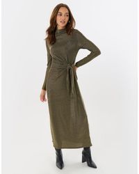 Threadbare - Petite Funnel Neck Metallic Midaxi Dress - Lyst