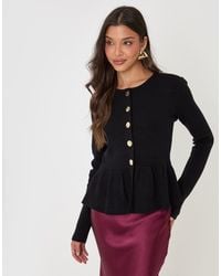 Threadbare - Crew Neck Peplum Cardigan - Lyst