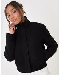 Threadbare - Faux Wool Funnel Neck Bomber Jacket - Lyst