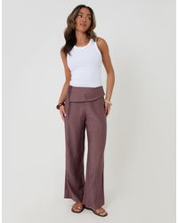 Threadbare - Wide Leg Wrap Front Textured Trousers - Lyst