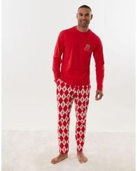 Threadbare - Cotton Gingerbread Print Christmas Pyjama Set - Lyst