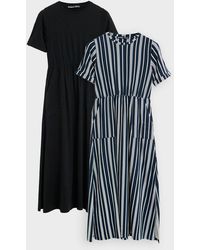 Threadbare - 2 Pack Crew Neck Jersey Midi Dresses With Patch Pockets - Lyst