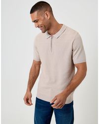 Threadbare - Textured Knit Quarter Zip Polo - Lyst