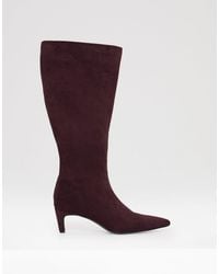 Threadbare - Faux Suede Kitten Heel Knee High Boots - Lyst