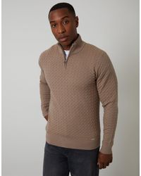 Threadbare - Textured Cable Knit Quarter Zip Jumper - Lyst