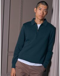 Threadbare - Cotton Rich Quarter Zip Polo Sweatshirt - Lyst