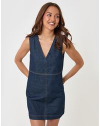 Threadbare - Denim V-Neck Mini Dress - Lyst