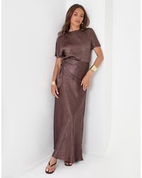 Threadbare - Crinkle Satin Wrap Maxi Skirt - Lyst