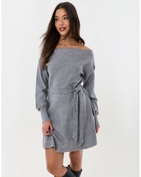 Threadbare - Knitted Sequin Slash Neck Mini Dress - Lyst