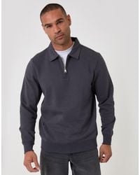 Threadbare - Cotton Rich Quarter Zip Polo Sweatshirt - Lyst