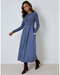 Threadbare - 2-In-1 Jersey Poplin Mix Button Down Dress - Lyst