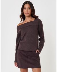 Threadbare - Asymmetric Slash Neck Jumper - Lyst
