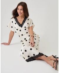 Threadbare - Satin Lace Trim Tea Dress - Lyst