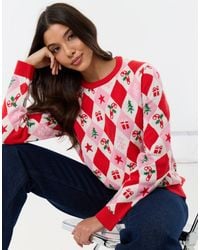 Threadbare - Festive Argyle Knitted Christmas Jumper - Lyst