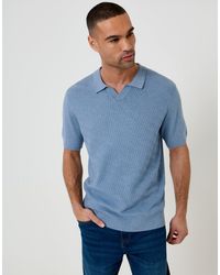 Threadbare - Textured Knit Front Trophy Neck Polo - Lyst