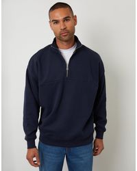 Threadbare - Relaxed Fit Half Zip Sweatshirt - Lyst