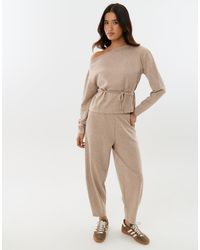 Threadbare - Ribbed Slash Neck Top & Wide Leg Trousers Co-Ord - Lyst