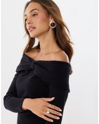 Threadbare - Ribbed Bow Detail Bardot Jumper - Lyst