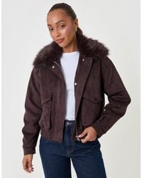 Threadbare - Faux Suede Fur Collared Jacket - Lyst