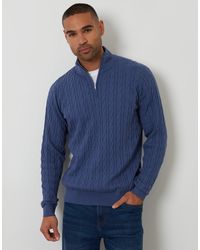 Threadbare - Cable Knit Quarter Zip Jumper - Lyst