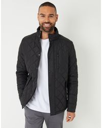 Threadbare - Showerproof Funnel Neck Diamond Quilted Jacket - Lyst