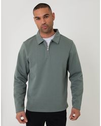 Threadbare - Quarter Zip Long Sleeve Polo Sweatshirt - Lyst