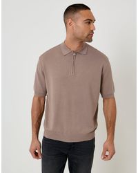 Threadbare - Relaxed Fit Knitted Quarter Zip Polo - Lyst