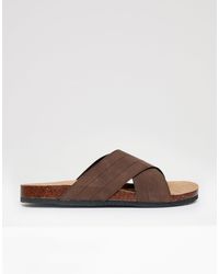 Threadbare - Faux Suede Cross Strap Sandals - Lyst