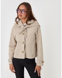 Threadbare - Scarf Detail Cropped Trench Coat - Lyst