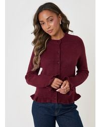 Threadbare - Crew Neck Ruffle Cardigan - Lyst