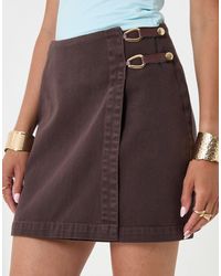 Threadbare - Pleated Denim Wrap Mini Skirt - Lyst