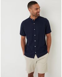 Threadbare - Grandad Collar Linen Blend Short Sleeve Shirt - Lyst