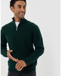Threadbare - Cable Knit Quarter Zip Jumper - Lyst