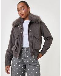 Threadbare - Faux Suede Fur Collared Jacket - Lyst