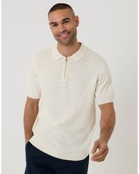 Threadbare - Diamond Cable Knit Quarter Zip Polo - Lyst