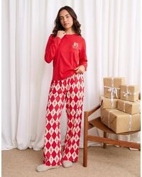 Threadbare - Cotton Gingerbread Print Christmas Pyjama Set - Lyst
